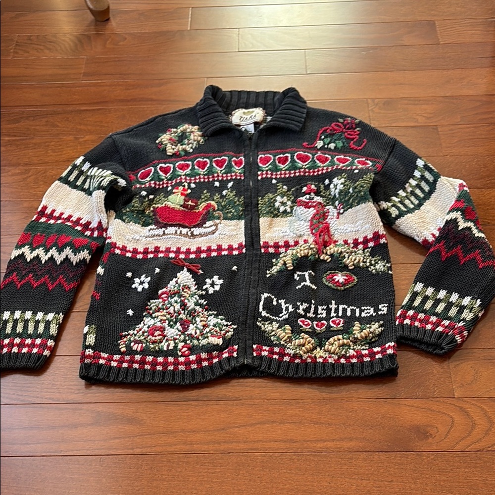 Vintage Tiara International “Let it snow” zip up Christmas sweater, size M.
